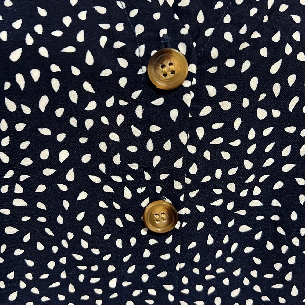EUC Women’s Small 4 6 Black White Flowy Dress‎ Button Front Comfy Drop Dress